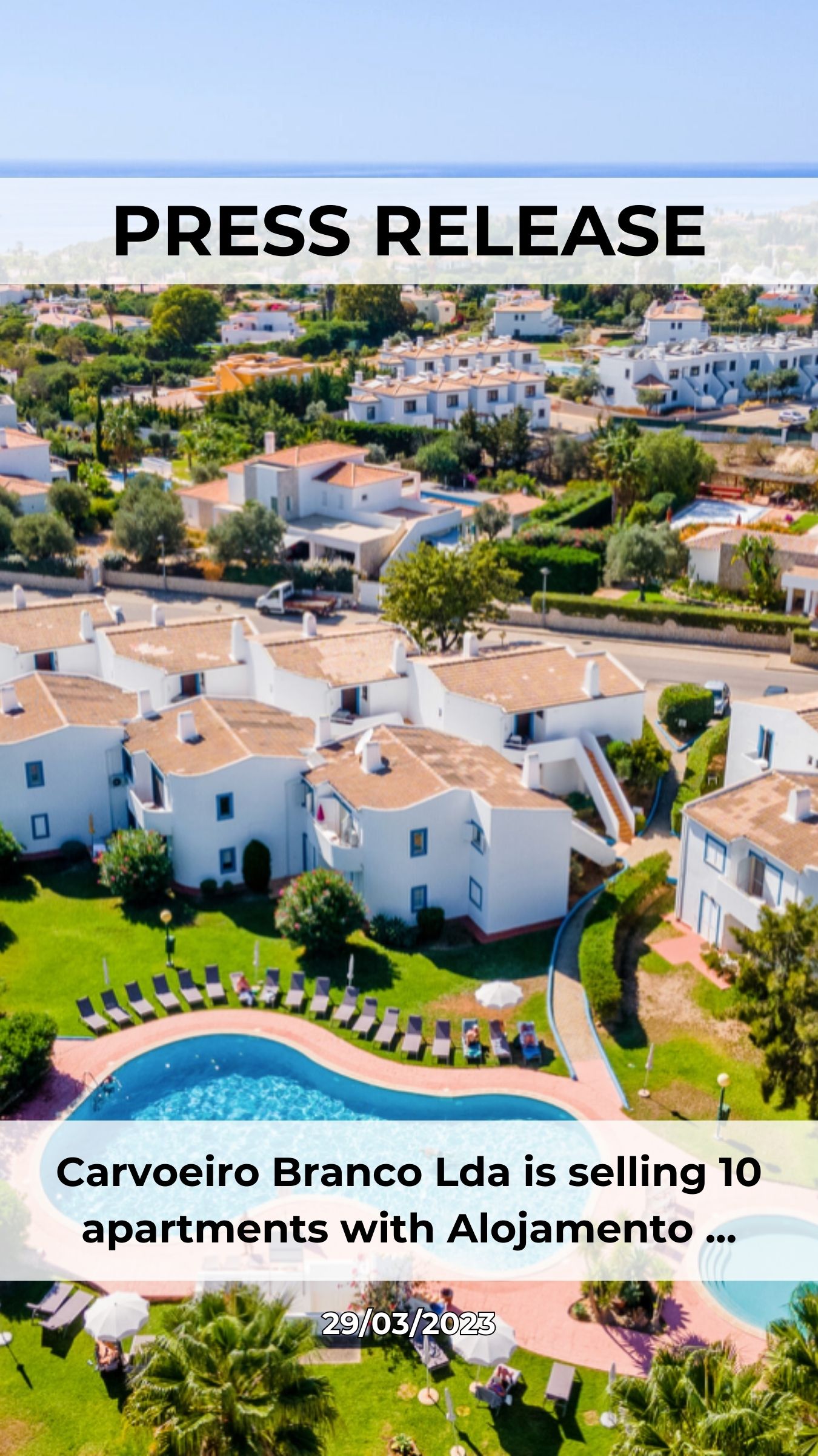 Carvoeiro Branco Lda is selling 10 apartments with Alojamento Local (A.L.)