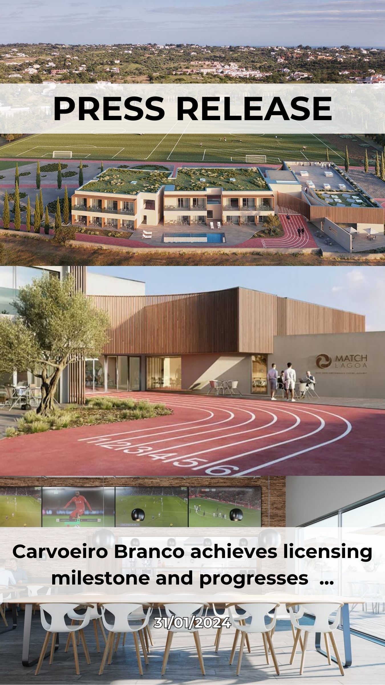 CARVOEIRO BRANCO ACHIEVES LICENSING MILESTONE AND PROGRESSES WITH PROJECT MATCH LAGOA IN COLLABORATION WITH LOCAL COUNCIL