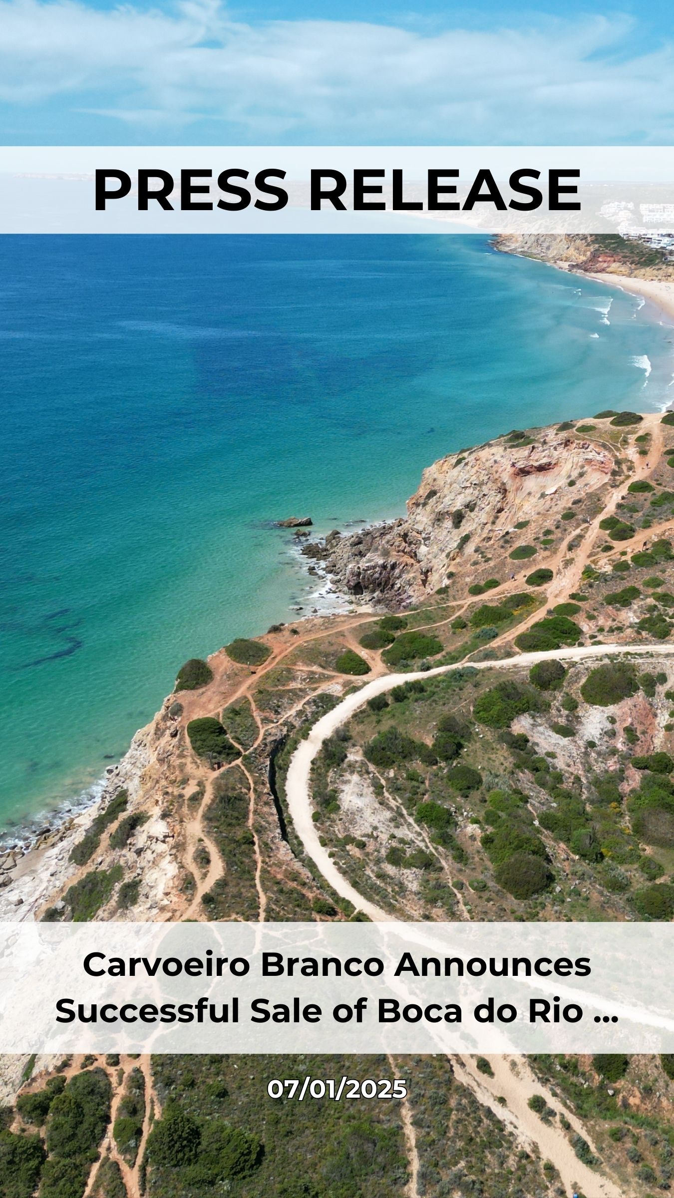 Carvoeiro Branco Announces Successful Sale of Boca do Rio Land to Municipality of Vila do Bispo